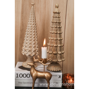 Polyresin Golden Candle Holder for Christmas
